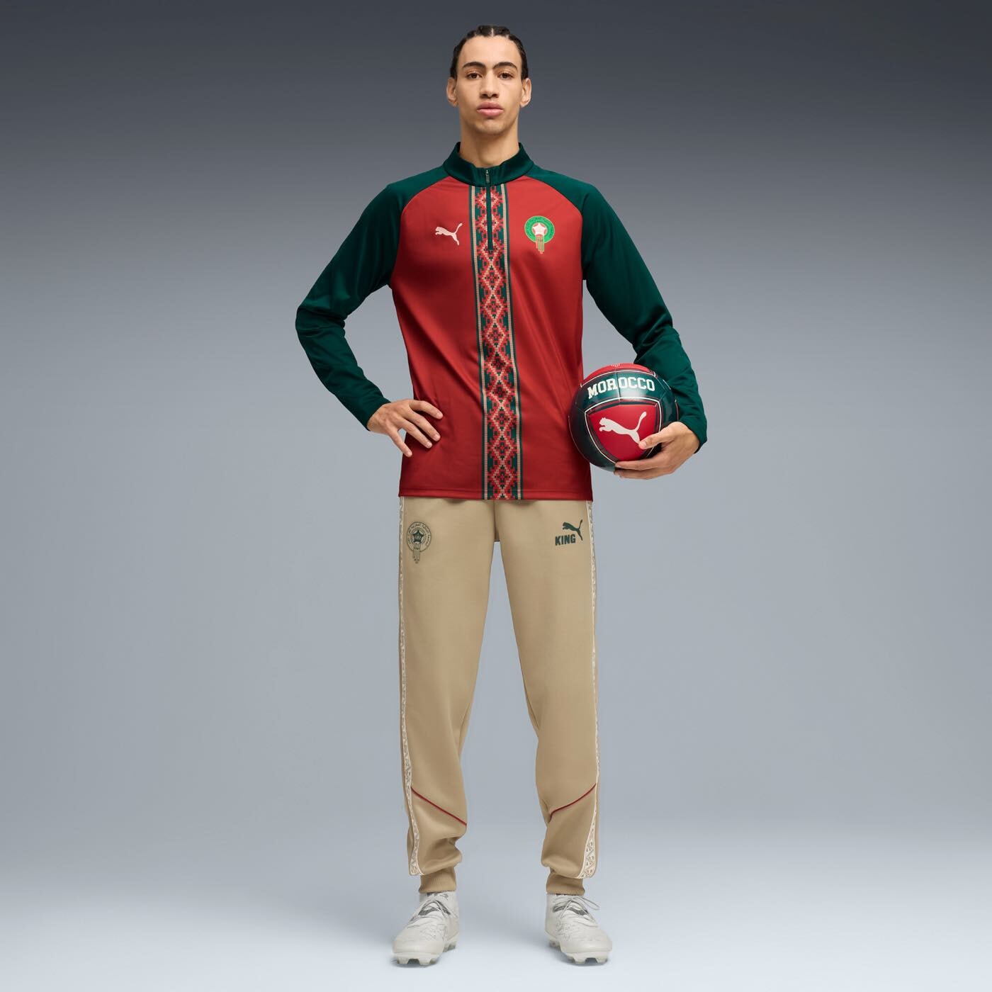Morocco Warm Up 1/4 Zip Training Top styled full-body view