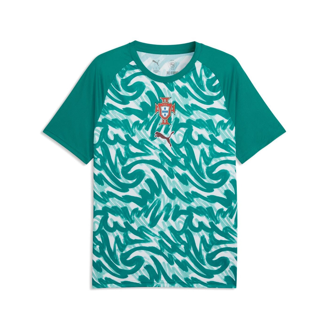 Portugal Warm Up Training Top front view in green and white pattern