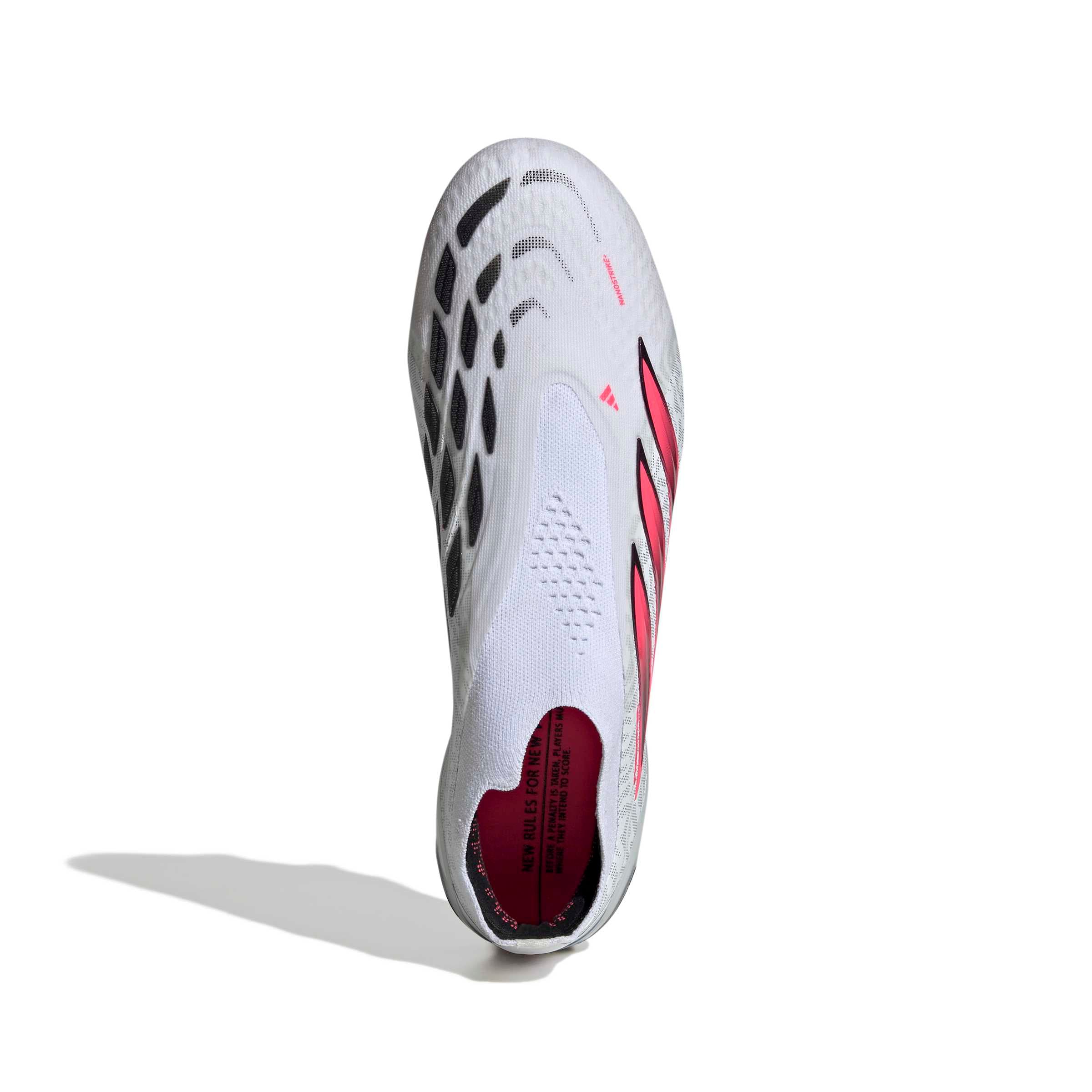 adidas Predator Elite Laceless FG soccer cleats in white, pink and black with firm-ground outsole