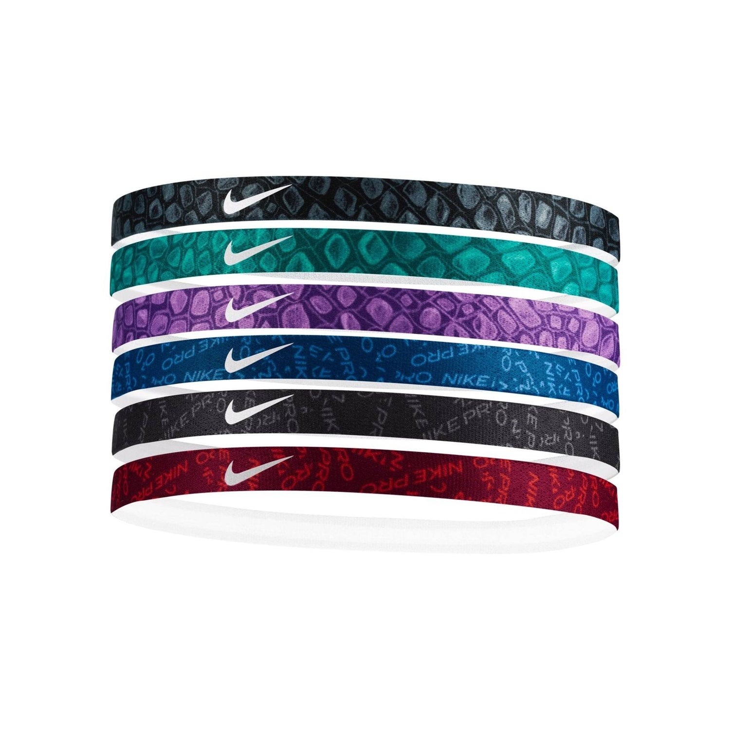 Nike Printed Headbands 6PK Headbands Nike Black / Green ONE SIZE