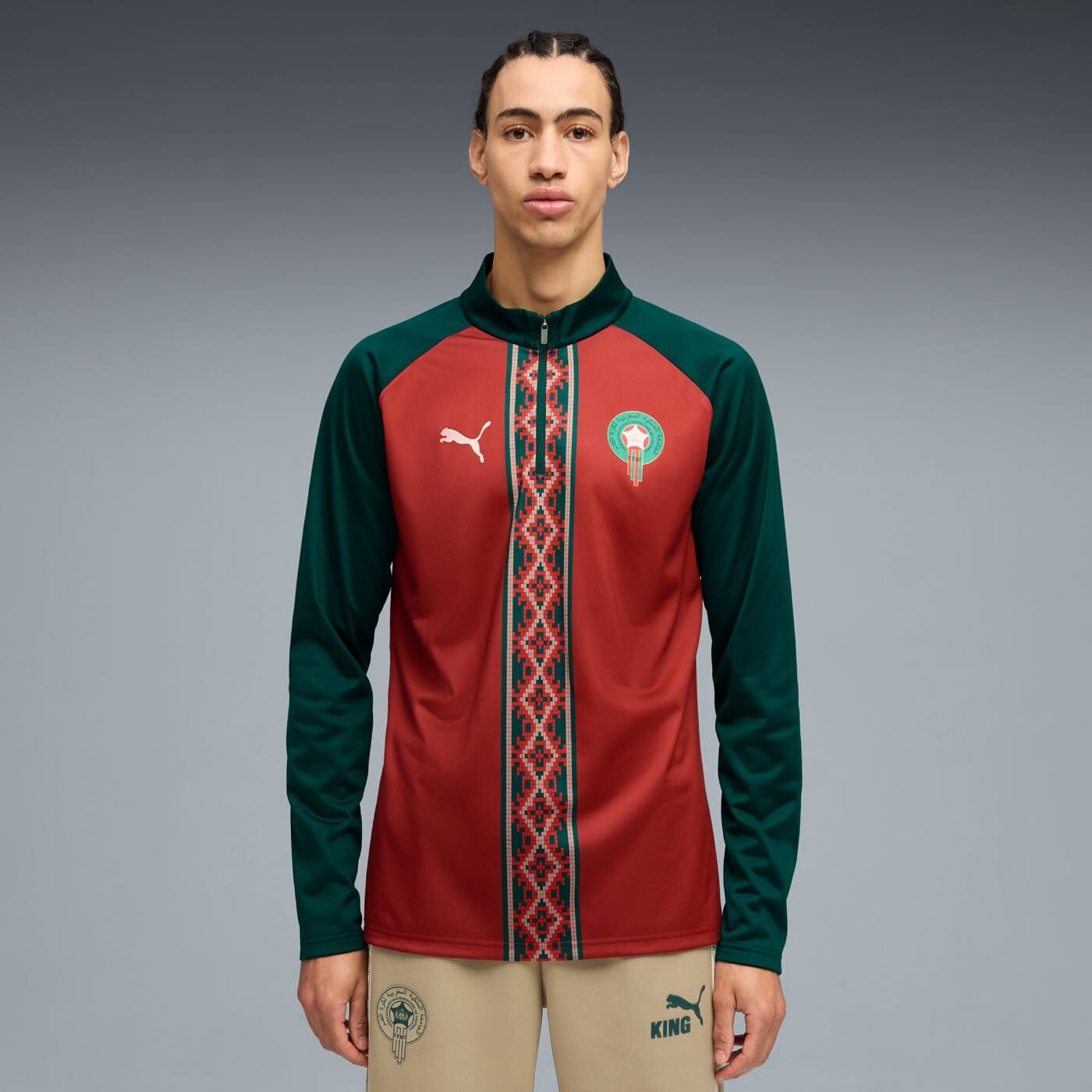 Morocco Warm Up 1/4 Zip Training Top front view