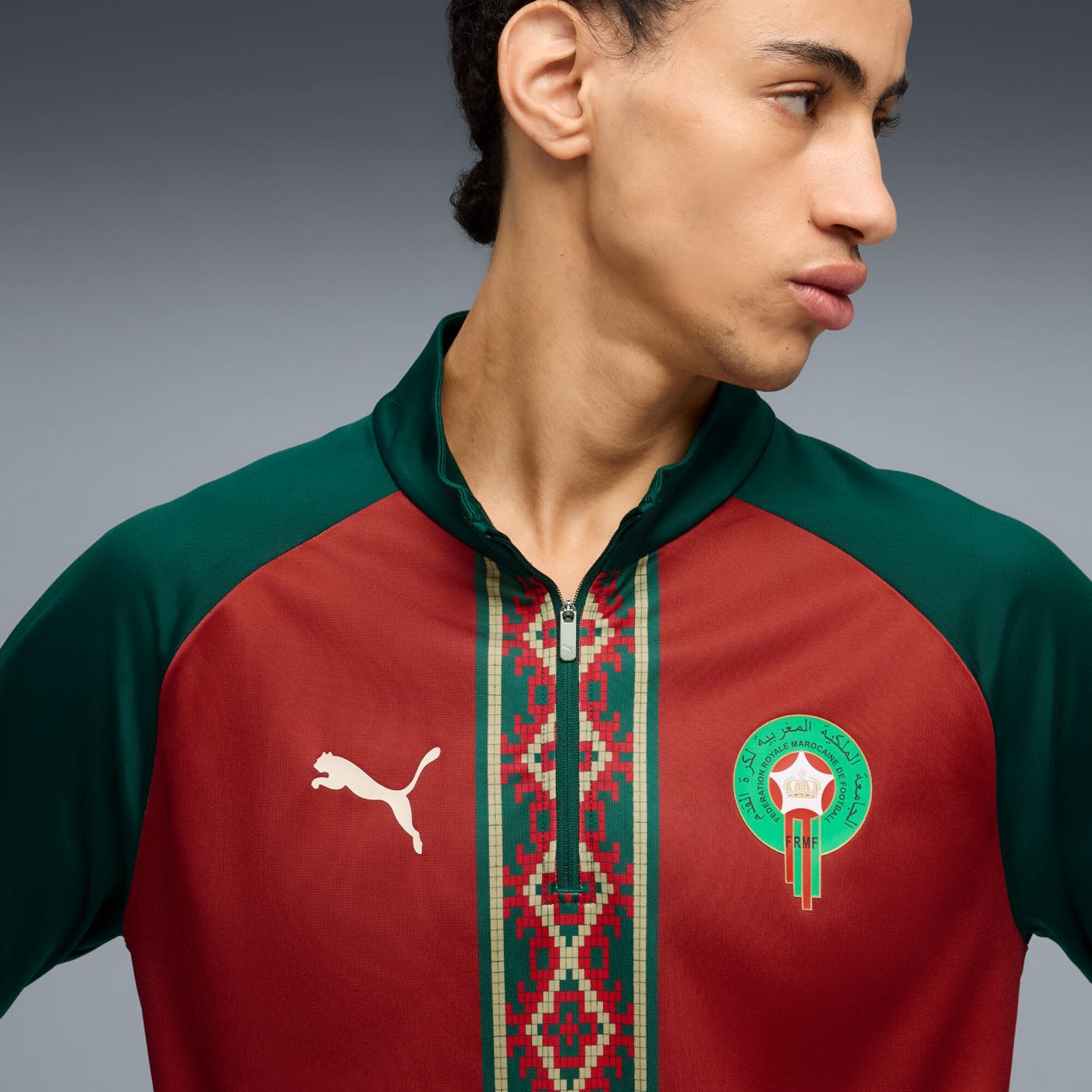 Morocco Warm Up 1/4 Zip Training Top chest detail