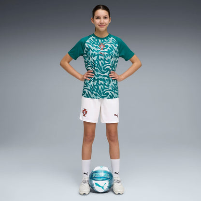 Young model wearing Portugal Warm Up Training Top Youth full outfit front view