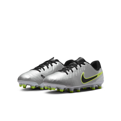 Nike Jr. Tiempo Legend 10 Academy MG multi-ground soccer cleats for kids in FlyTouch Lite leather with conical studs for enhanced traction.