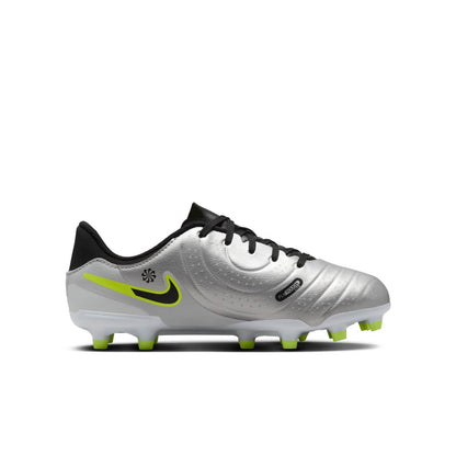 Nike Jr. Tiempo Legend 10 Academy MG multi-ground soccer cleats for kids in FlyTouch Lite leather with conical studs for enhanced traction.