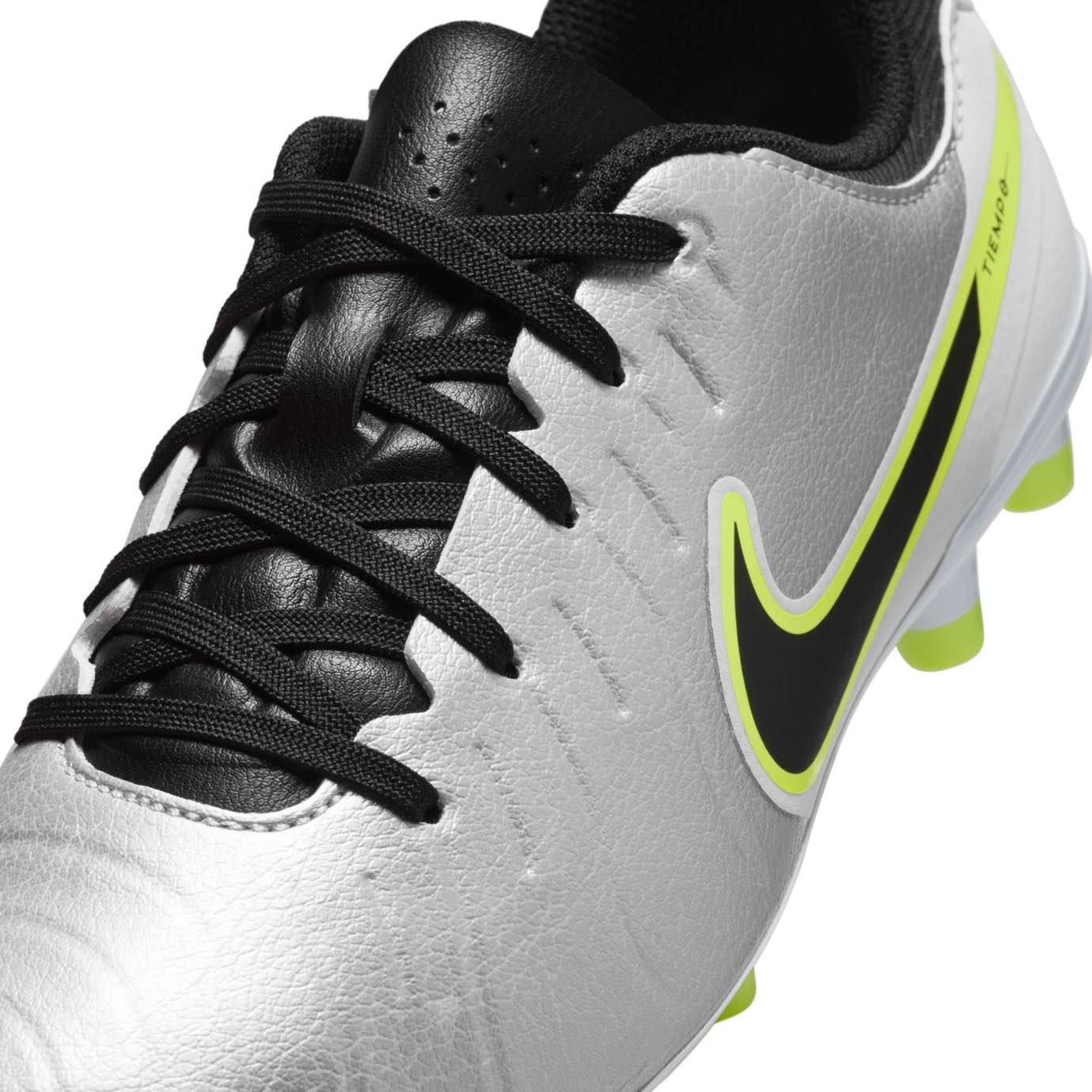 Nike Jr. Tiempo Legend 10 Academy MG multi-ground soccer cleats for kids in FlyTouch Lite leather with conical studs for enhanced traction.