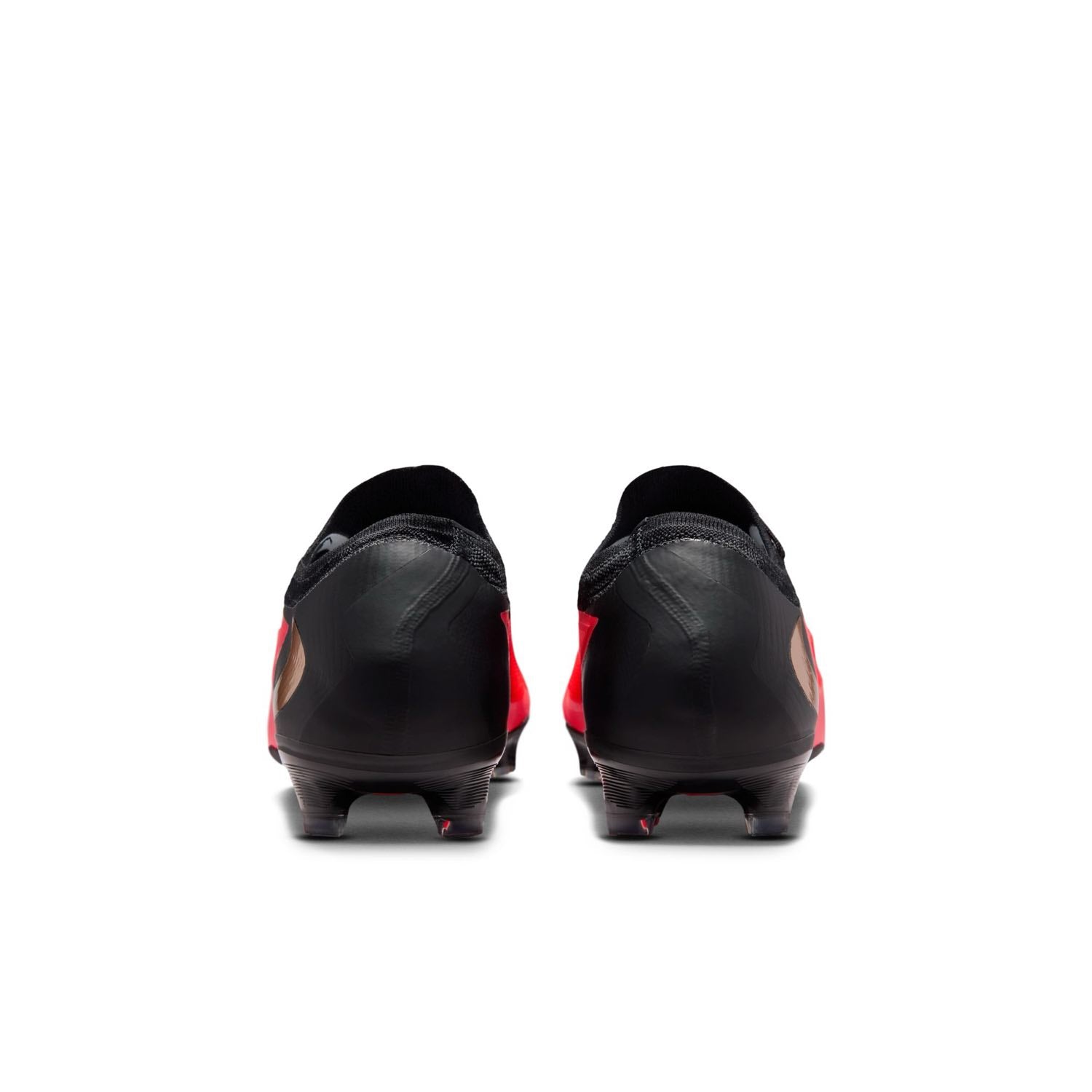 Nike Phantom 6 Low Pro FG red and black firm-ground soccer cleats with VNMSkin upper and Cyclone 360 traction plate.