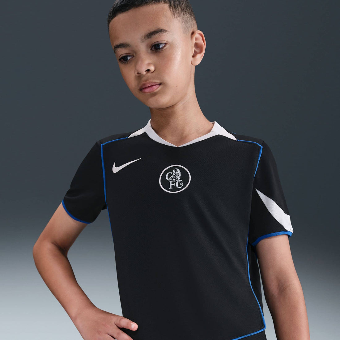 Chelsea FC 2025/26 Stadium Third Jr. Official Jerseys Nike Black YS 