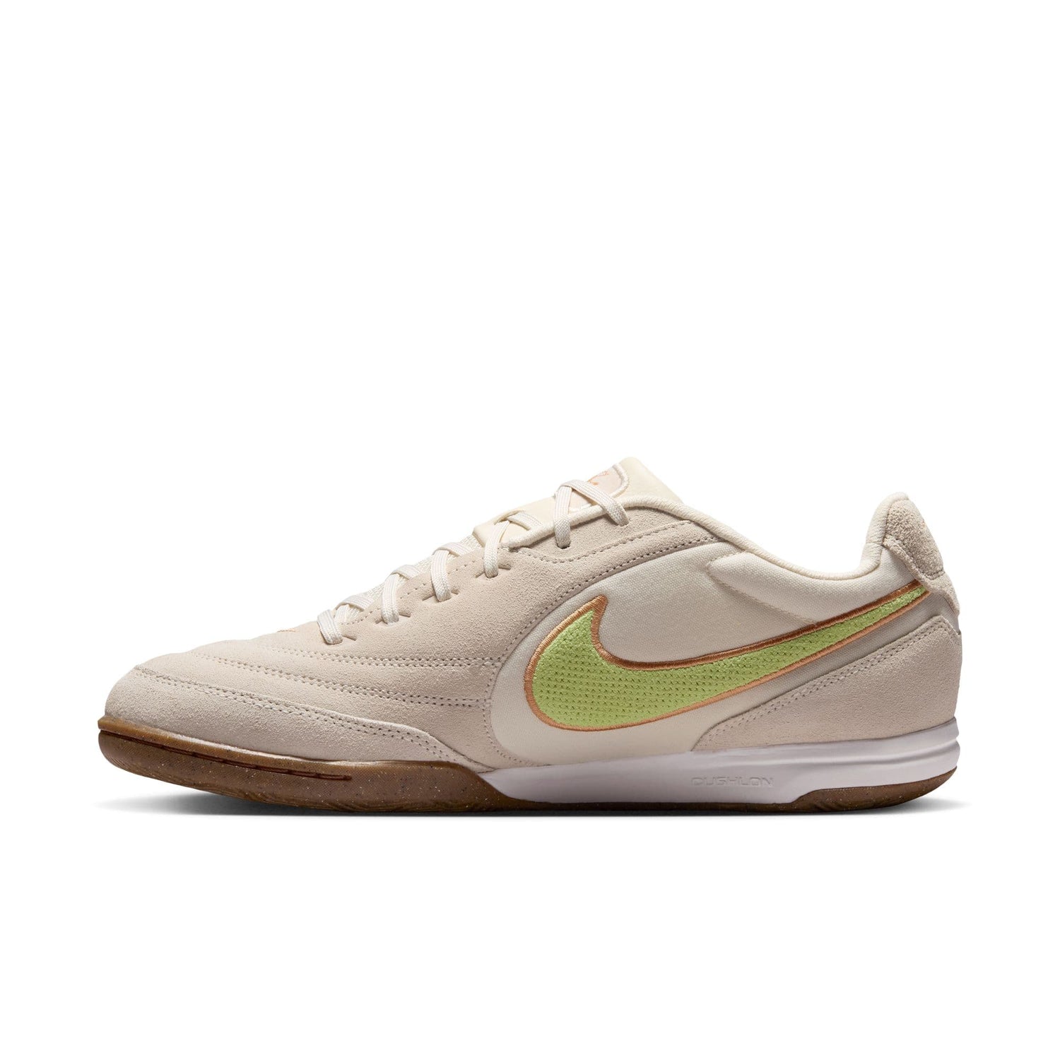 Nike Tiempo Streetgato PRM IC indoor soccer shoes in cream with lime green Swoosh