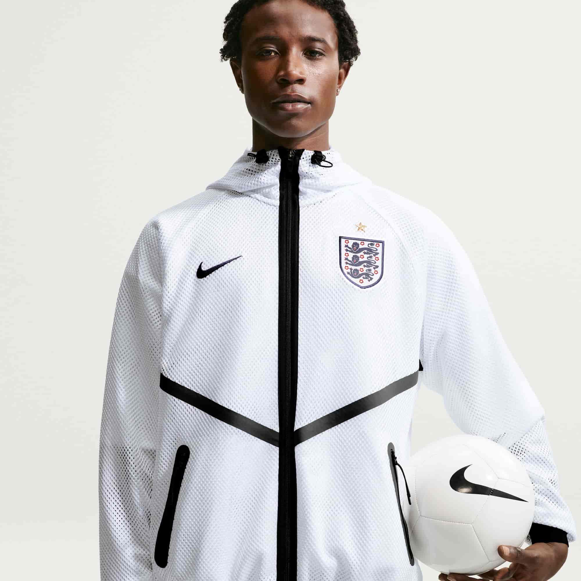 England Anthem Jacket front view in white with Nike logo and England crest