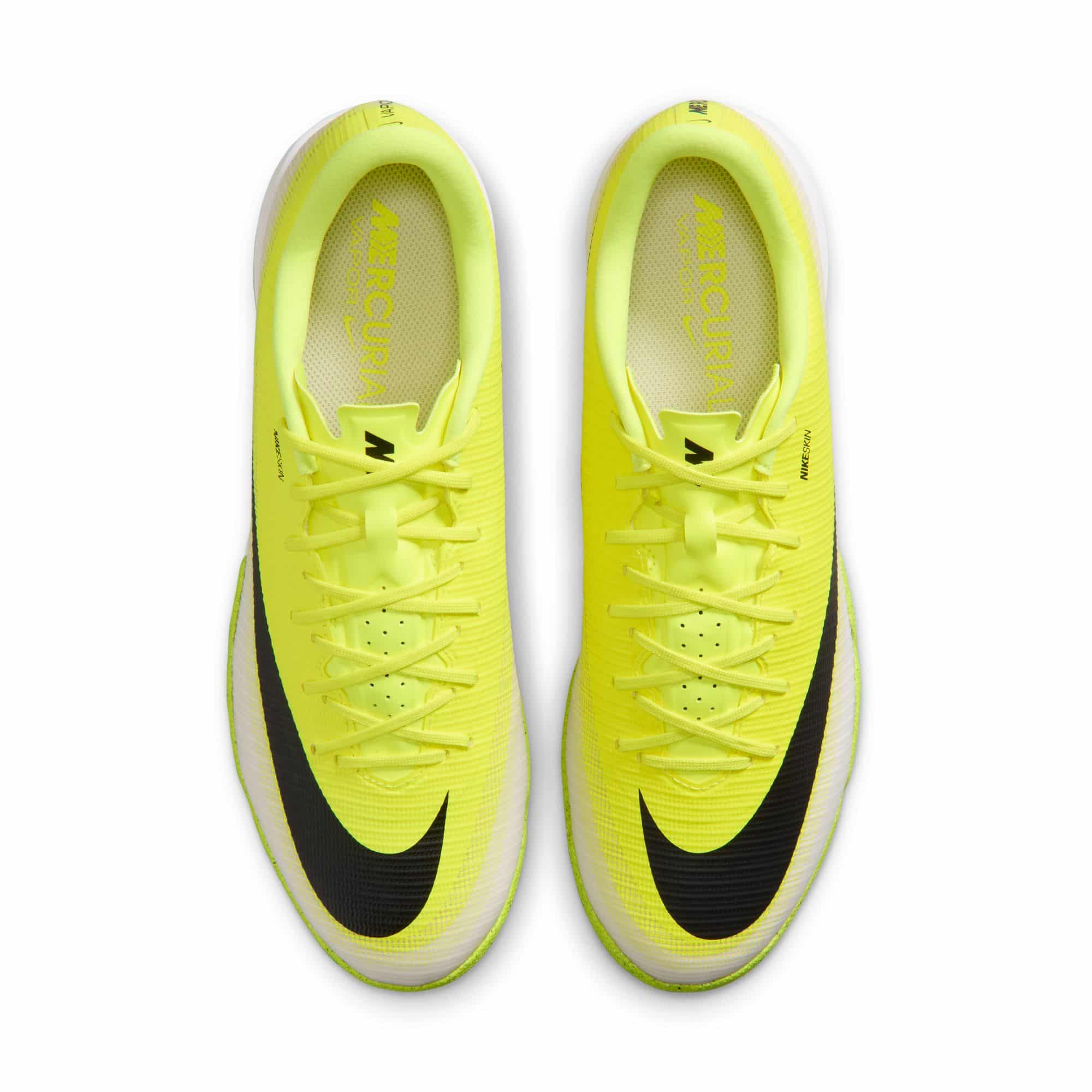 Nike Mercurial Vapor 17 Academy IC indoor court soccer shoes in volt yellow and black.