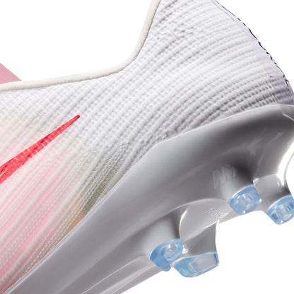 Nike Mercurial Superfly 11 Pro AG low-top artificial-grass soccer cleats in white with orange details and Air Zoom cushioning.
