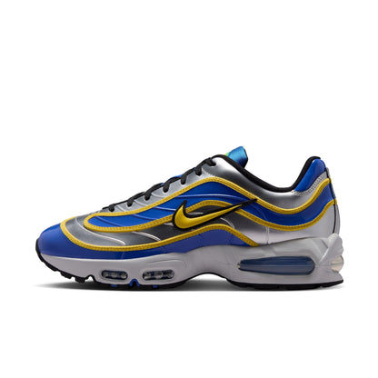 Nike Air Max Joga Bonito R9 men’s shoes in silver, blue and yellow inspired by Ronaldo Nazário’s iconic Mercurial R9