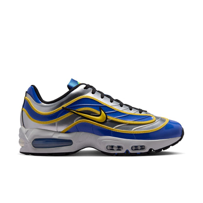 Nike Air Max Joga Bonito R9 men’s shoes in silver, blue and yellow inspired by Ronaldo Nazário’s iconic Mercurial R9