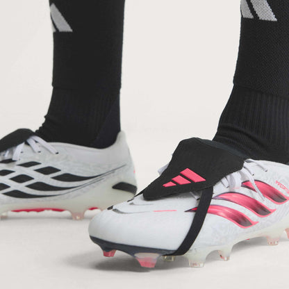 adidas Predator Pro Fold-Over Tongue FG soccer cleats in white, pink and black with firm-ground studded outsole