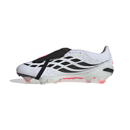 adidas Predator Pro Fold-Over Tongue FG soccer cleats in white, pink and black with firm-ground studded outsole