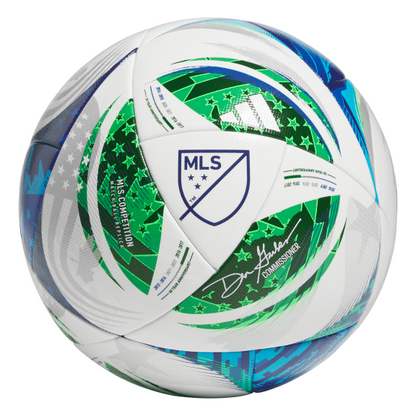 MLS 25 Competition NFHS Soccer Ball with FIFA Quality Pro certification, inspired by the 2025 MLS match ball.