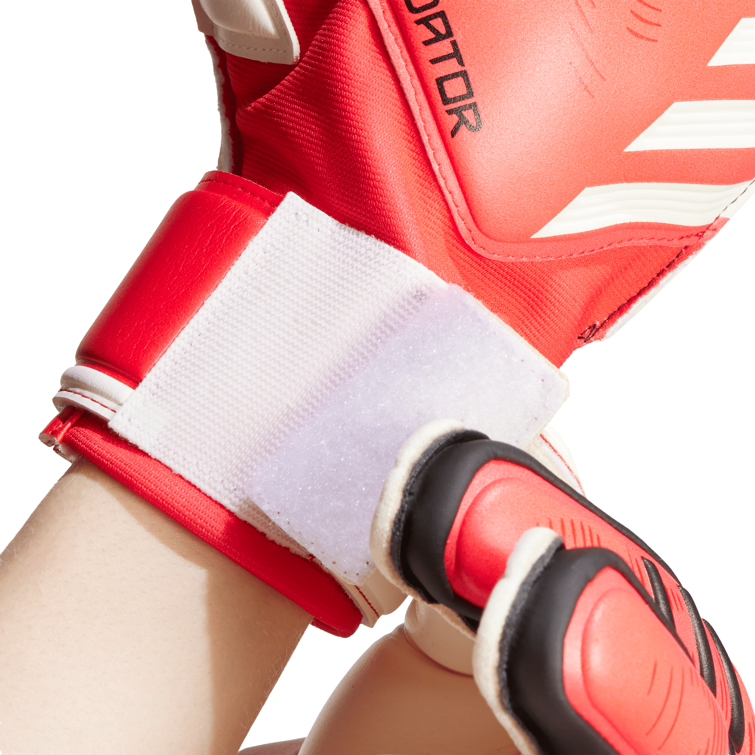 adidas Predator Match FS Goalkeeper Gloves with Soft Grip Pro latex palms, Fingersave spines, and half-wrap wrist strap for superior soccer performance.