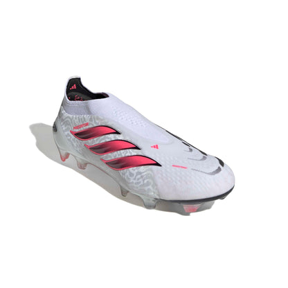 adidas Predator Elite Laceless FG soccer cleats in white, pink and black with firm-ground outsole