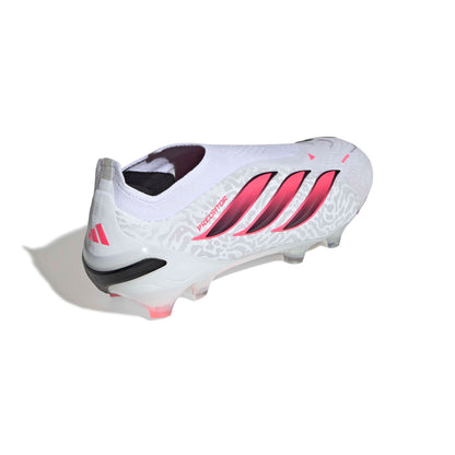 adidas Predator Elite Laceless FG soccer cleats in white, pink and black with firm-ground outsole