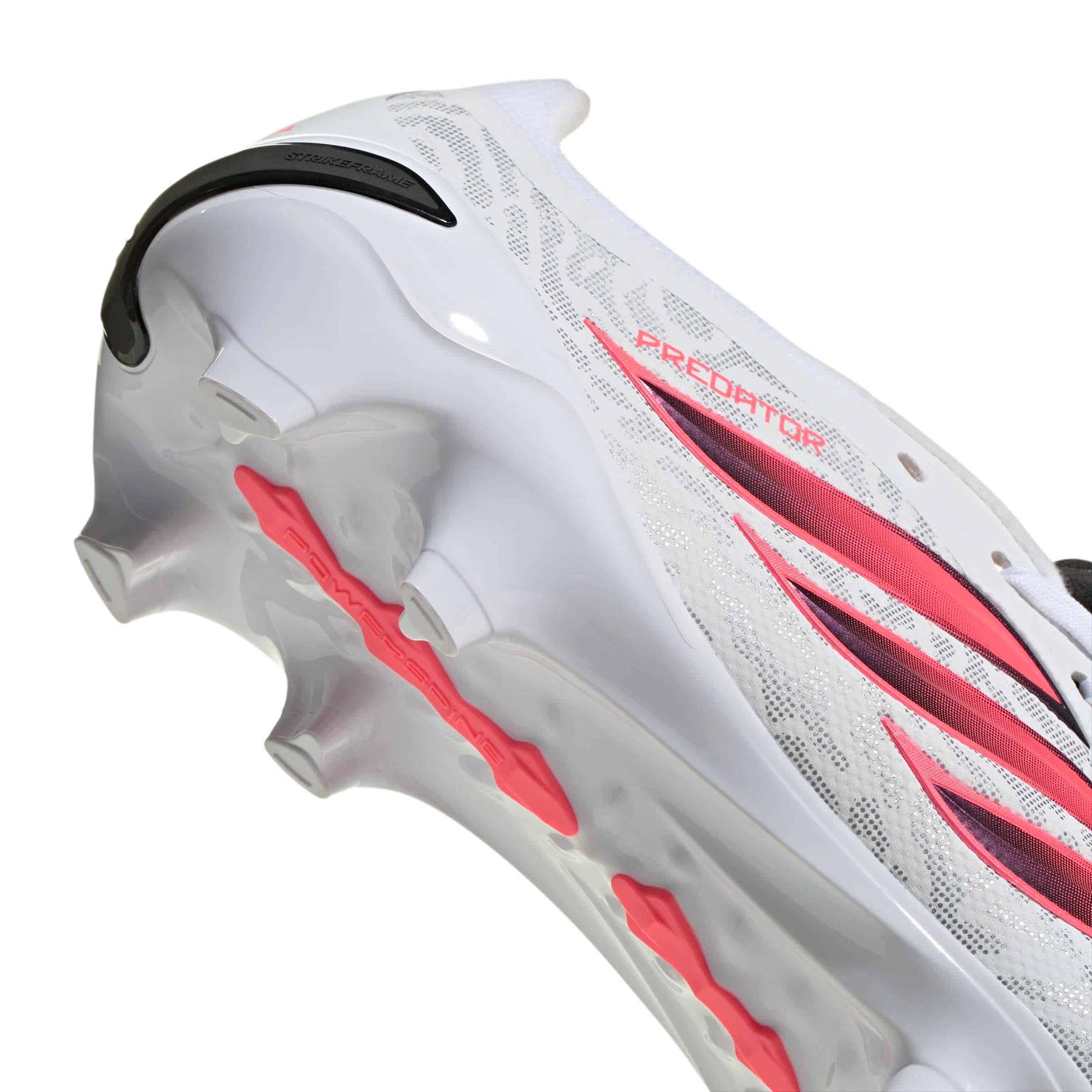 adidas Predator League Fold-Over Tongue FG soccer cleats in white, pink and black with classic fold-over tongue