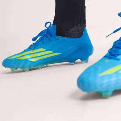 adidas F50 Elite FG on foot  blue yellow cleats