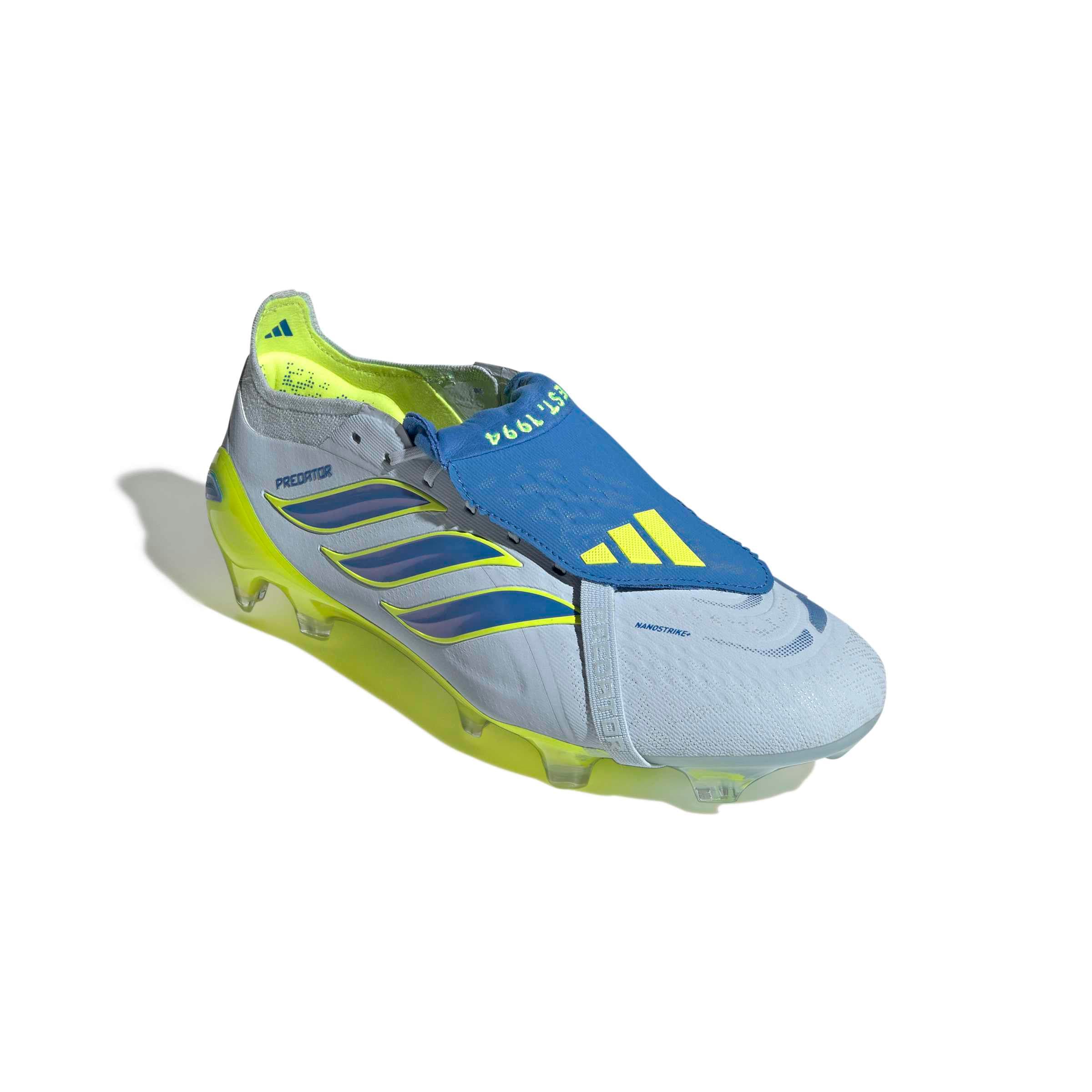adidas Predator Elite Fold-Over Tongue FG white blue yellow lateral angle