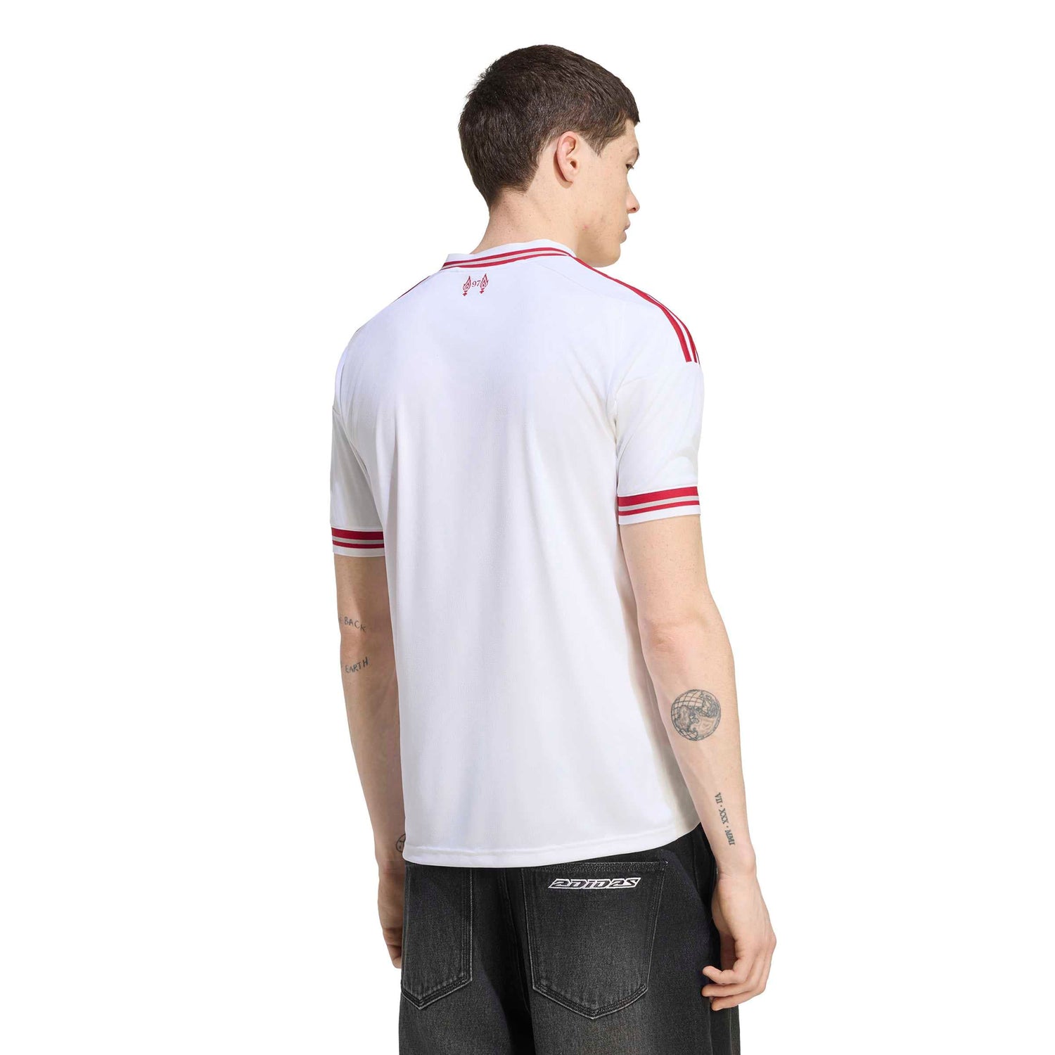 Liverpool FC 26/27 Away Jersey in white with red details, V-neck, club crest and adidas CLIMACOOL technology