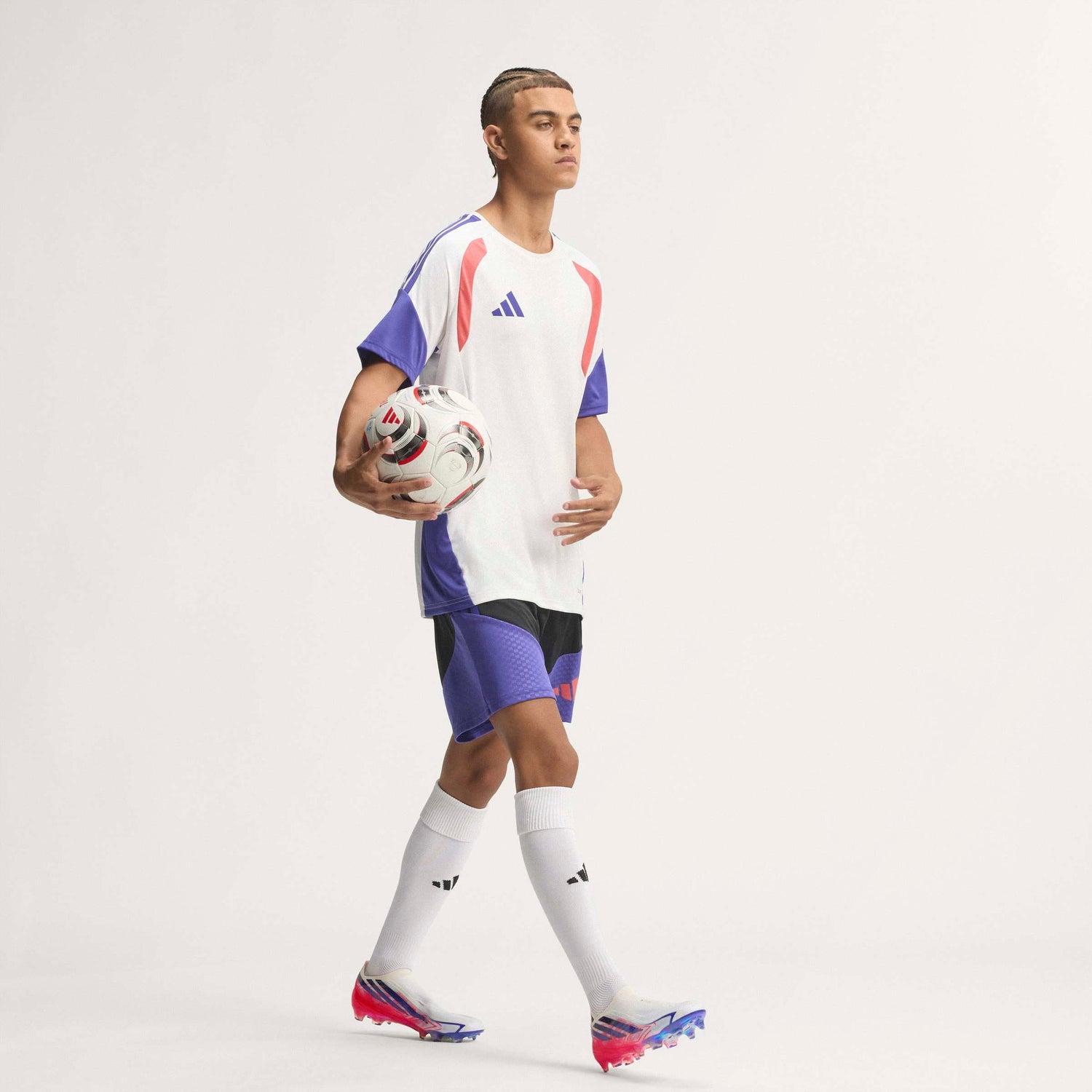 adidas F50 Hyperfast Elite Laceless FG soccer cleats in pink, white and navy with laceless HALOSKIN+ upper