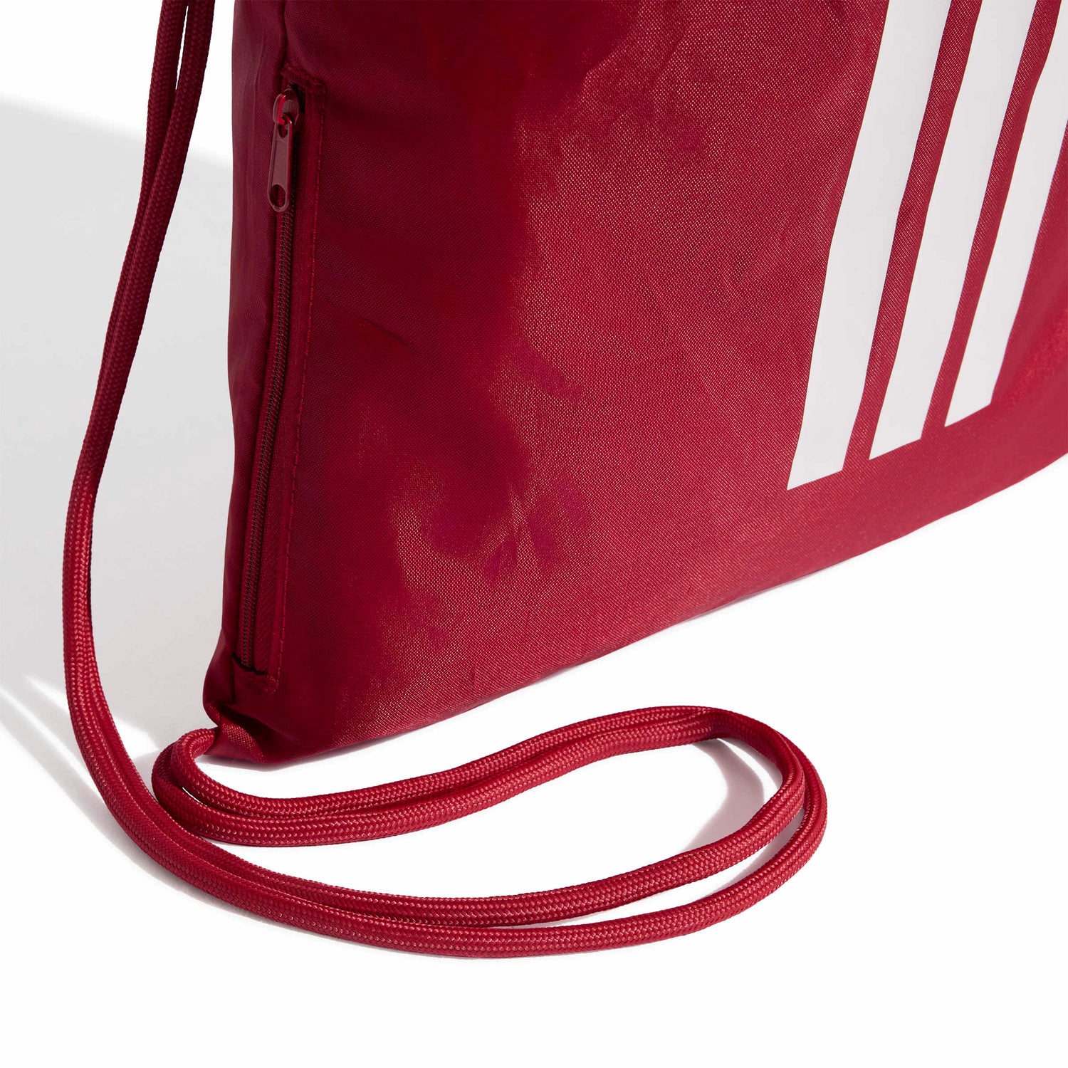 Liverpool FC Gym Sack side detail with white adidas 3-Stripes and cord straps