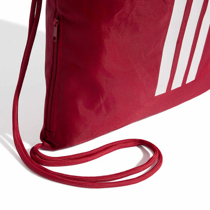 Liverpool FC Gym Sack side detail with white adidas 3-Stripes and cord straps