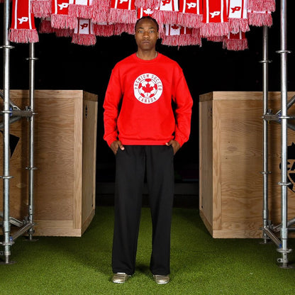 Premium Soccer Old School Crewneck in red with vintage Canada-inspired graphic