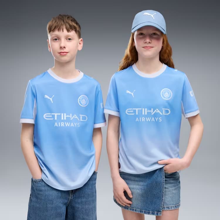Manchester City Home Jersey Youth Official Jerseys PUMA Blue YXS