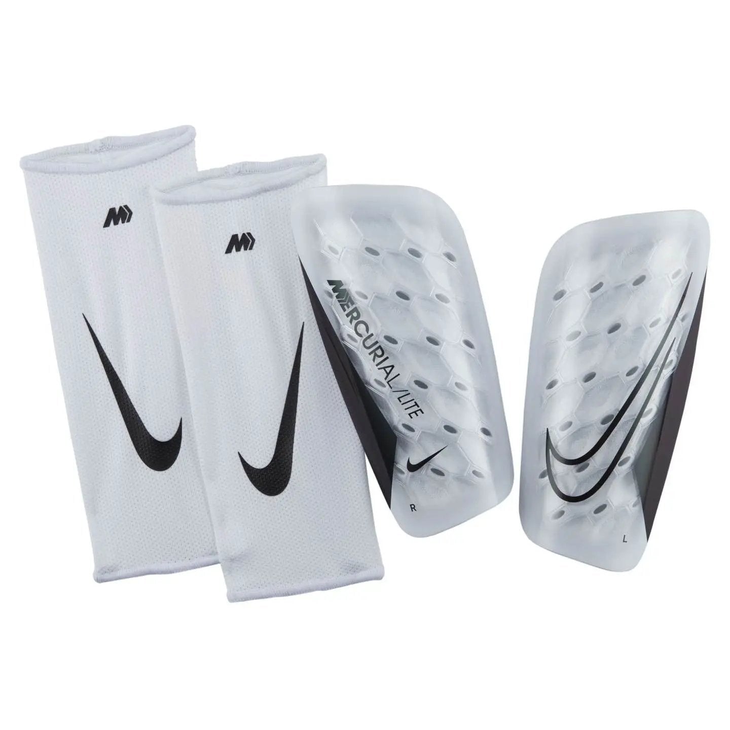 Nike Mercurial Lite Shin Guards White Black Small